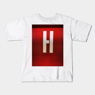 WHITE on RED. UPPER CASE CAPITAL H Kids T-Shirt